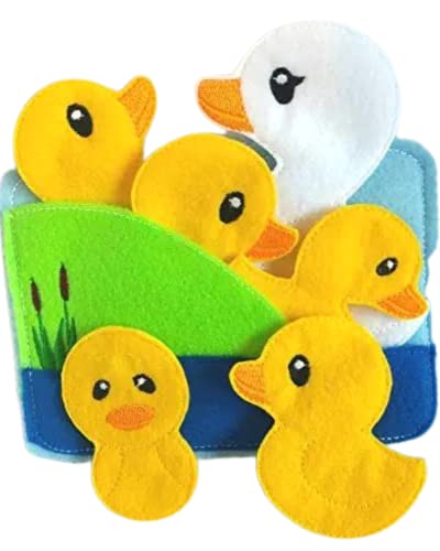 Handmade 5 Little Ducks Felt Quiet Book and Flannel Play Set