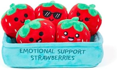Emotional Support Strawberries Cuddly Plushies with Basket