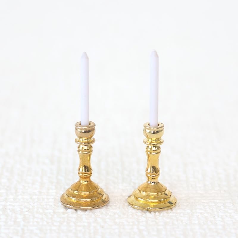 WLngtv 2Pcs Gold Miniature Candle Holder