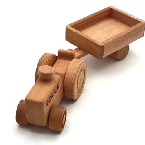 Personalized Wooden Tractor Push Toy for Baby Shower or Christmas