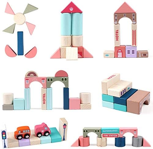 CICITOYWO Wooden Blocks Set for Toddlers
