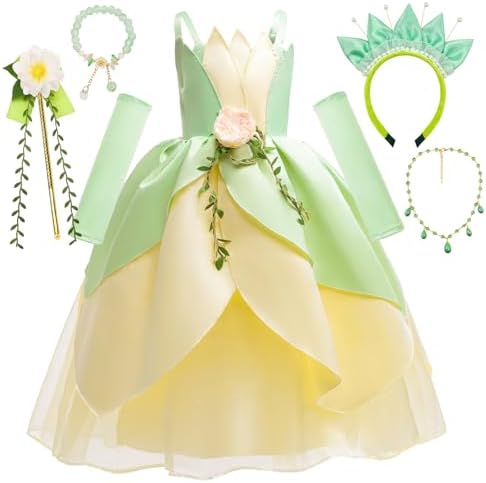 Fairy Frog Princess Dress for Girls Birthday Halloween Costume with Headband