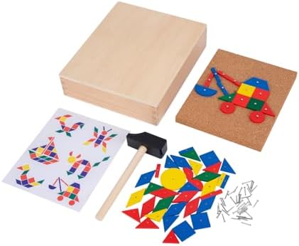 Adena Montessori Wooden Hammer and Nail Pegboard Puzzle