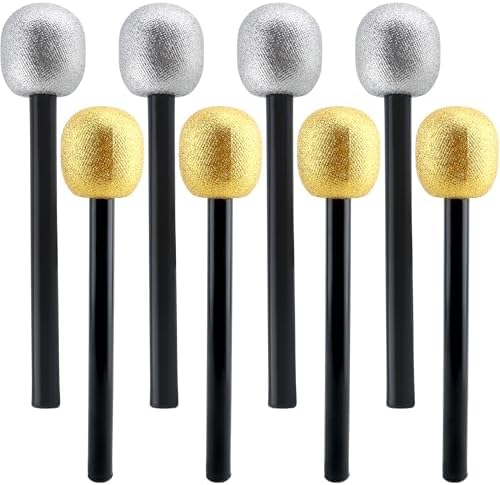 Haconba 8 Pack Glitter Stage Microphone Props