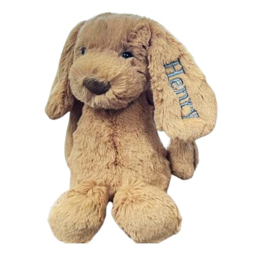 Personalized Embroidered Plush Dog Toy with Babys Name