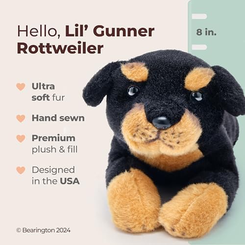 Bearington Lil Gunner 8 Inch Rottweiler Stuffed Animal
