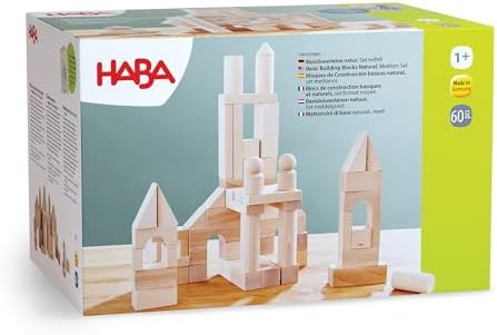 HABA 60 Piece Wooden Building Blocks for Ages 1-8