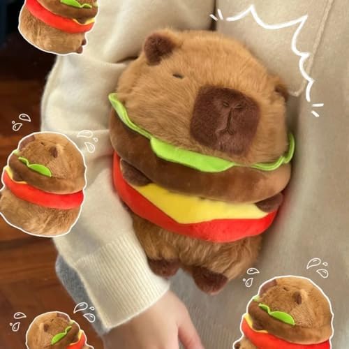 Hamburger Loving Capybara Plush Toy - 95 Inch