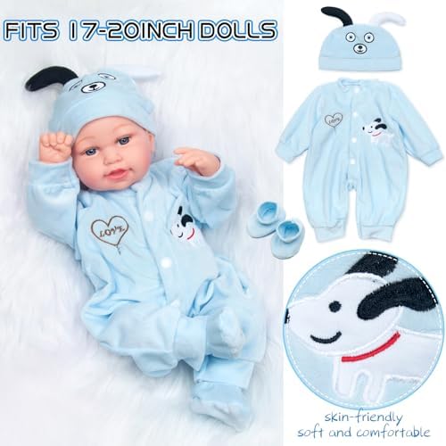 Pedolltree Reborn Baby Doll 9 Pcs Blue Puppy Outfit Set
