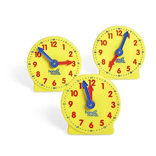 hand2mind Mini Geared Clock Set of 24 for Kids