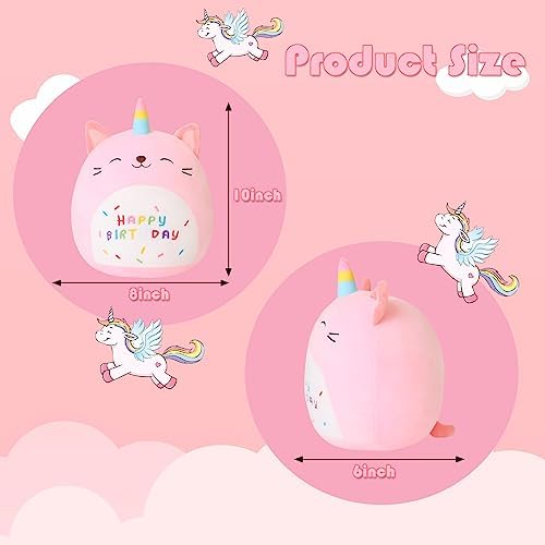 SQEQE 10 Inch Pink Unicorn Cat Plush Toy