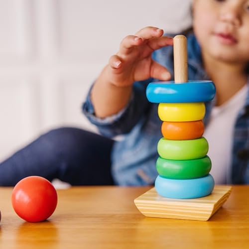 Melissa Doug Rainbow Stacker Wooden Rings Toy