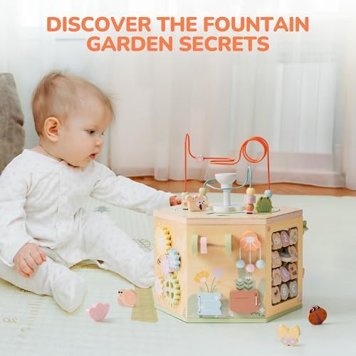 ROBUD Wooden Activity Cube 13-in-1 Montessori Toy for Toddlers