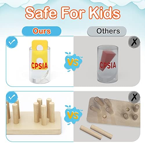 PEBIRA Montessori Wooden Sorting Stacking Toy Set