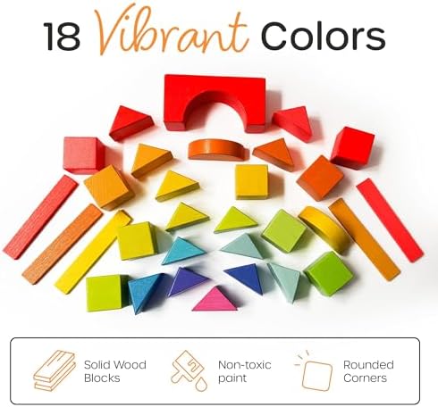 Quiggly Montessori Rainbow Building Blocks 68-Piece Set