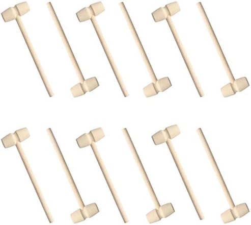 12Pcs Mini Wooden Hammer Toy for Kids and DIY
