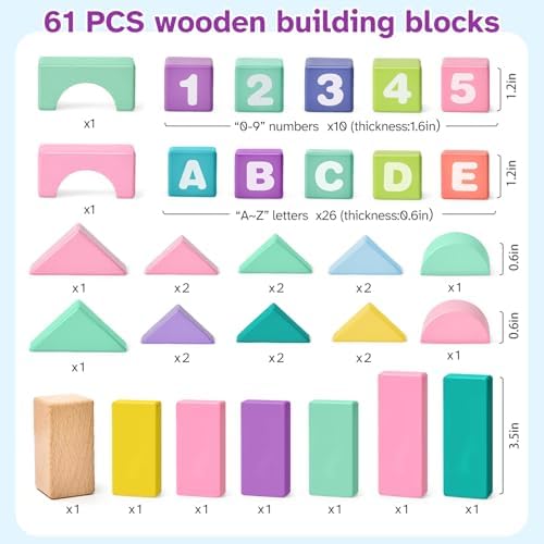 Lewo Wooden Stacking Blocks for Toddlers 1-3 Years