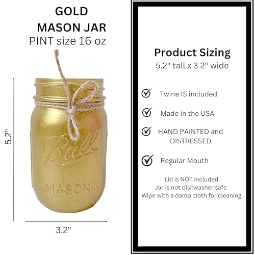 Gold Painted Mason Jar Centerpiece Decor