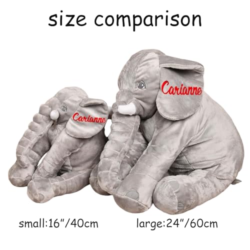Personalized Plush Elephant Pillow with Name Embroidered