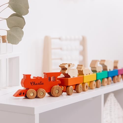Personalized Freight Train with Name and Animal Wagon Set