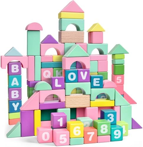Lewo Wooden Stacking Blocks for Toddlers 1-3 Years