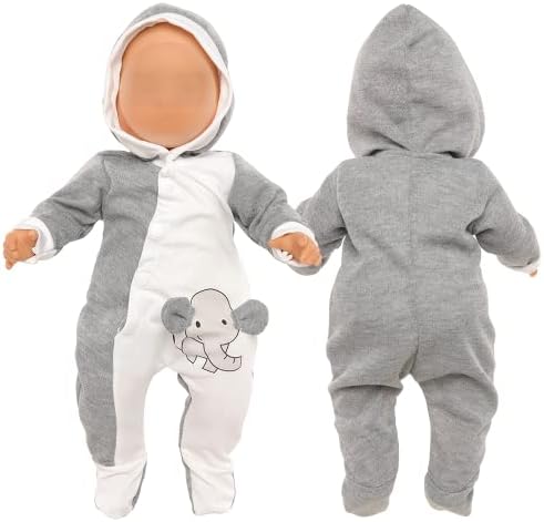 Miunana Baby Doll Clothes Elephant Jumpsuit Outfit 13-15 Inch 1pcs