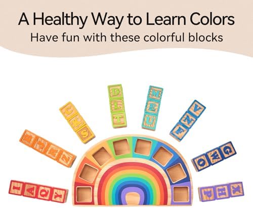 GIRAVO Rainbow ABC Wooden Stacking Blocks 26 Pcs
