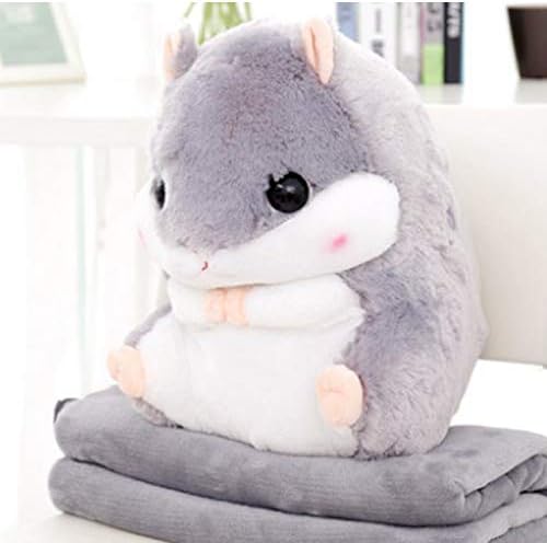 YunNasi Plush Hamster Pillow with Blanket 197 Inches Grey