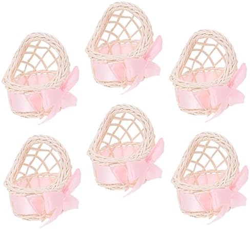 LIOOBO Mini Wicker Flower Basket for Dollhouse Decor