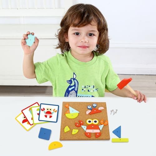 TOOKYLAND Fine Motor Toys Hammer and Nails Game for Kids