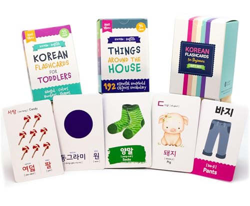 Stellarsol 2 Pack Korean Alphabet Flashcards for Toddlers