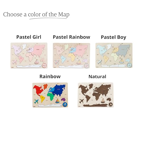 Montessori Wooden World Map Puzzle for Kids