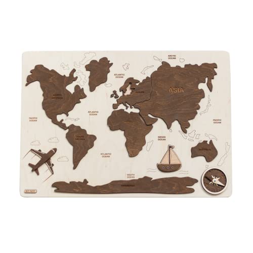 Wooden World Map Puzzle Montessori Toy
