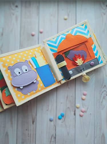 Handmade Animals Quiet Baby Book with Felt Puppets
