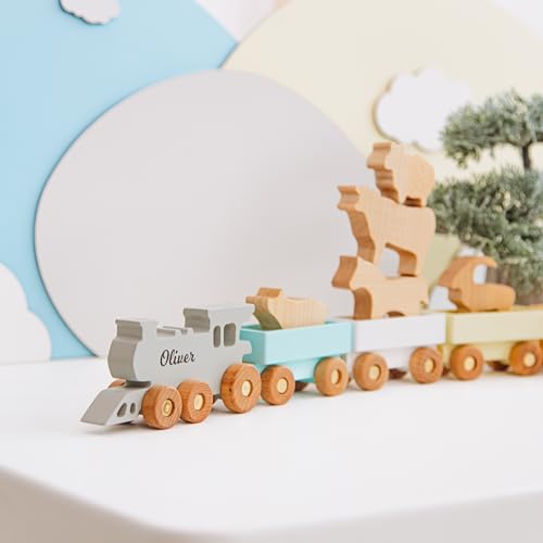 Personalized Freight Train Toy With Animals for Kids