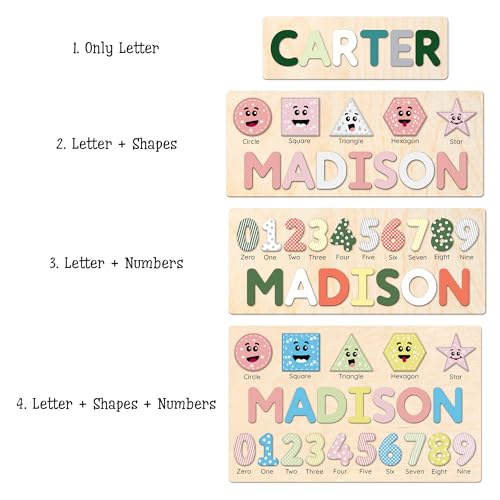 Personalized Wooden Shape Puzzle for Toddlers with Babys Name