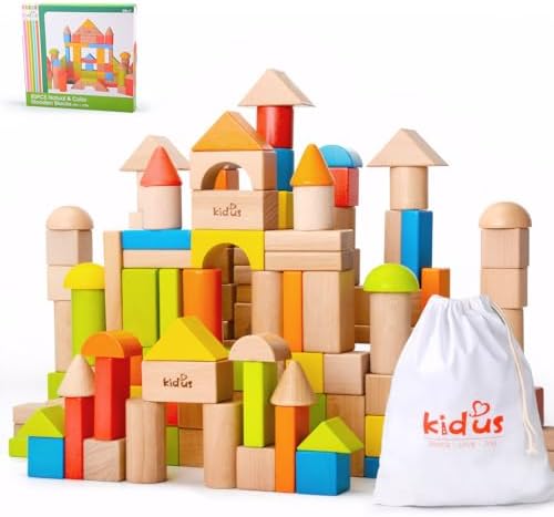 ZONXIE 80pcs Wooden Stacking Blocks for Toddlers 1
