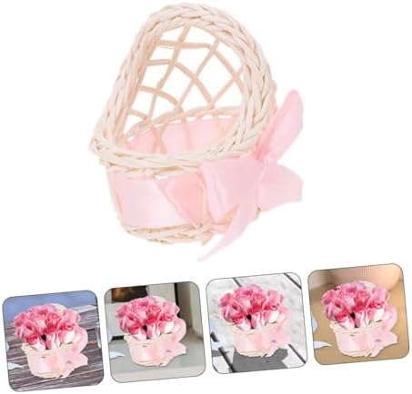 LIOOBO Mini Wicker Flower Basket for Dollhouse Decor