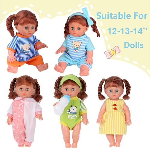 Young Buds 5 Piece Baby Doll Clothing Set with Feeding Bottle