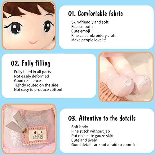 Plush Baby Girl Doll with Clothes and Hat Skirt 1