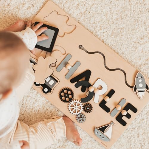 Personalized Name Wooden Puzzle Baby Girl 1st Birthday Gift