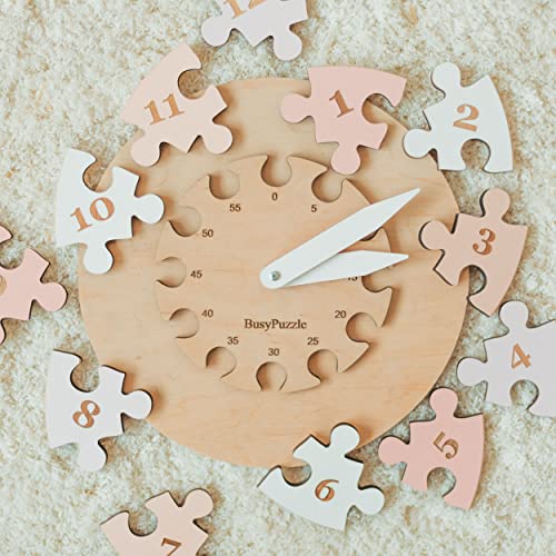 Wooden Montessori Clock Puzzle with Rainbow Colors