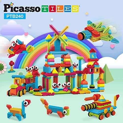 PicassoTiles 240pcs Hedgehog Building Blocks 3D Interlocking Set