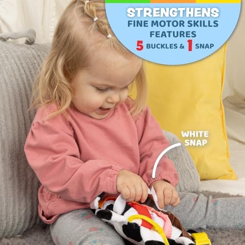 Buckle Toys Bessie Cow Plush Montessori Learning Toy 1