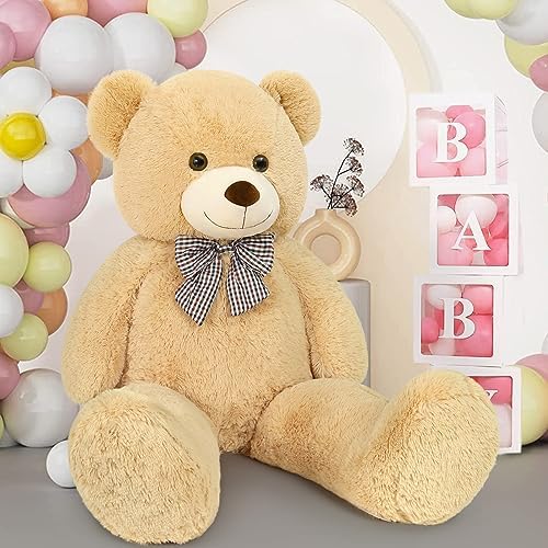 MaoGoLan 47 Inch Giant Teddy Bear Life Size Tan Plush Bear
