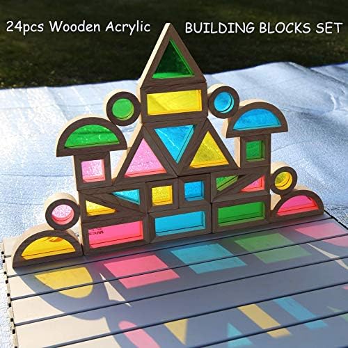 GRAY ORANGE 24 Piece Rainbow Wooden Blocks Set