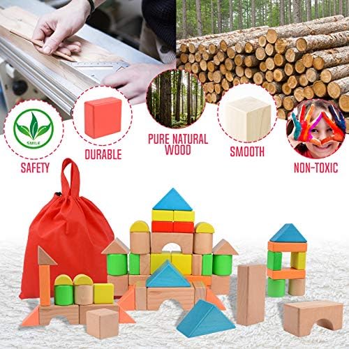 Migargle 32-Pc Wooden Stacking Blocks Set for Toddlers