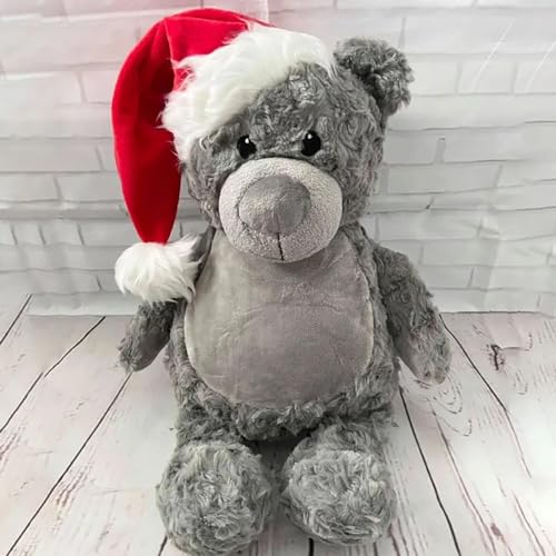 Personalized Baby Christmas Teddy Bear with Santa Hat and Reindeer Plush Toy