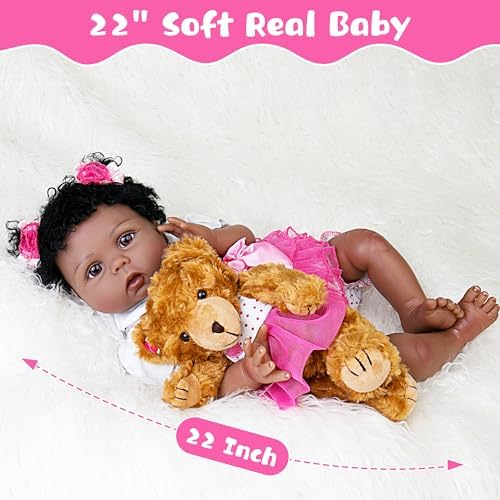 EKOKIZ Reborn Baby Doll 22-Inch Lifelike Soft Cloth Body Doll