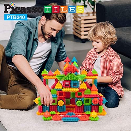 PicassoTiles 240pcs Hedgehog Building Blocks 3D Interlocking Set